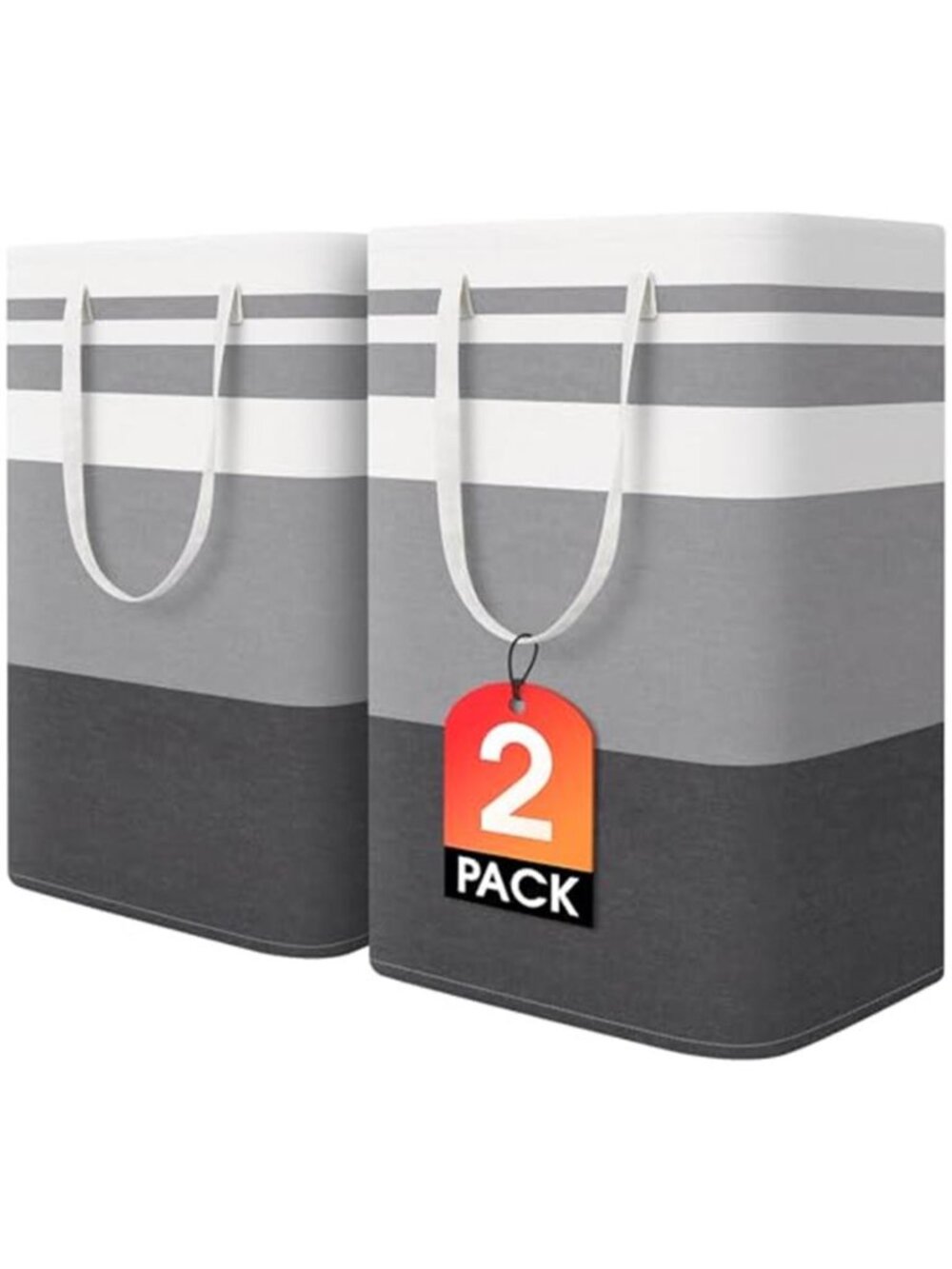 Two Pack Large Laundry Baskets, Laundry Hampers Bags (Grey 75Lx2)